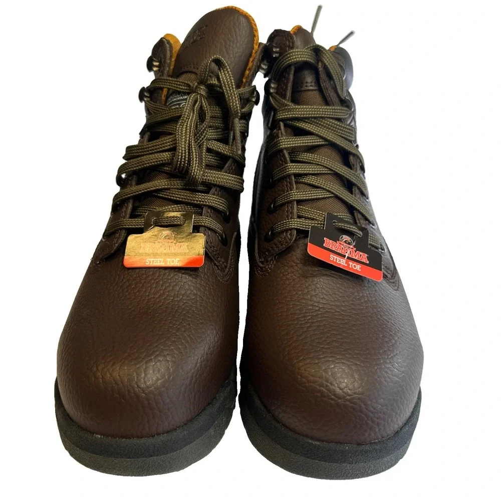 Brahma Steel Toe Boots Size 7 Men's Leather Waterproof Lined Comfort Brown NEW